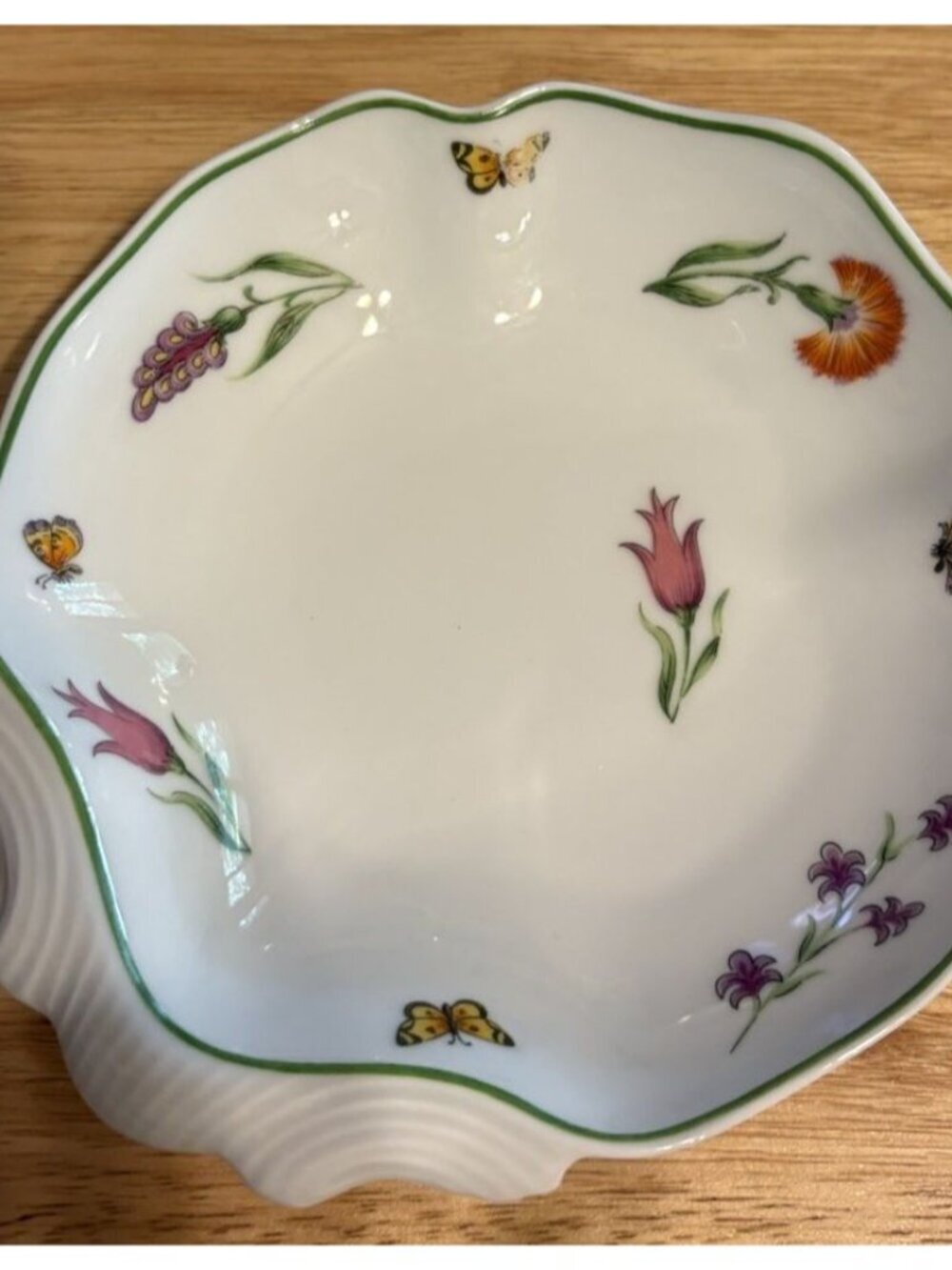 Tiffany & Co Limoges France Tiffany Garden Clam Shell Bowl Porcelain Floral - V